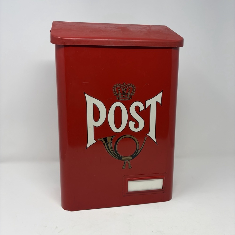 Vintage Swedish POST Red Metal Wall Mailbox JH Johansson Hallgren